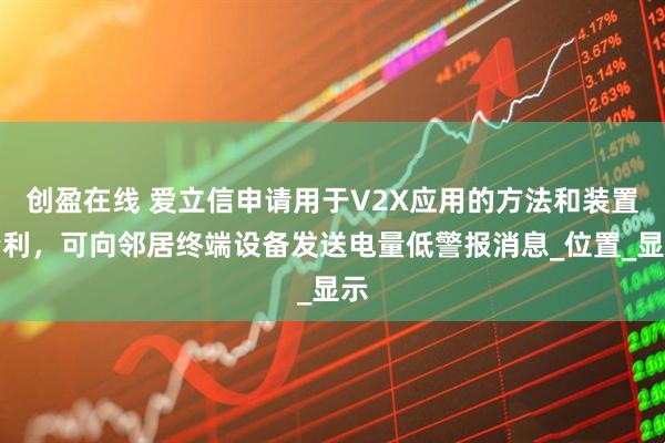创盈在线 爱立信申请用于V2X应用的方法和装置专利，可向邻居终端设备发送电量低警报消息_位置_显示